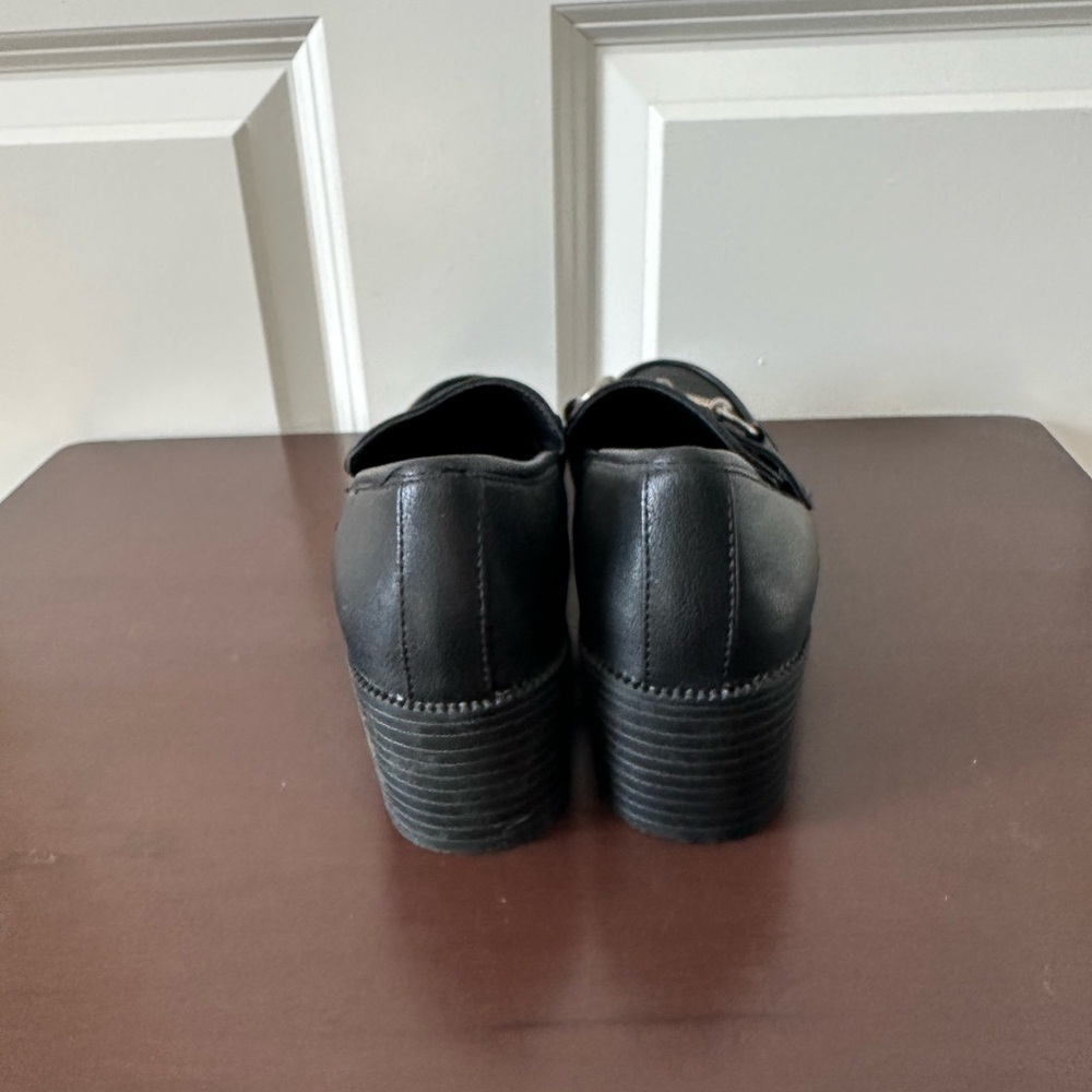 Bongo Buckle Loafers Vintage Black Faux Leather Chunky Heel Women’s Size 5.5 - Picture 4 of 9